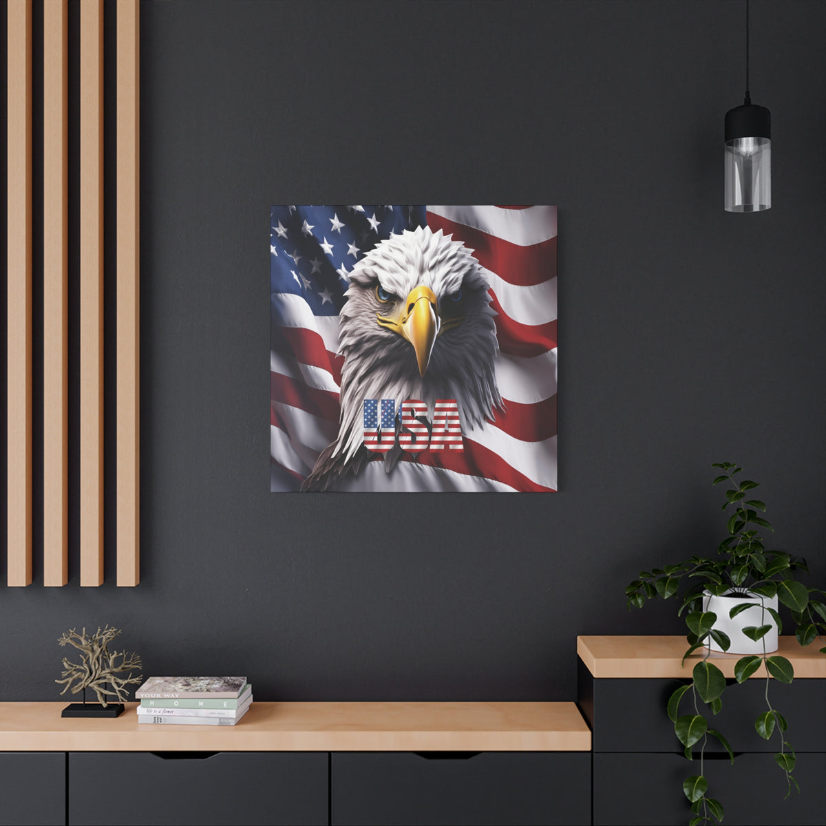 American Eagle Canvas Wall Art - Patriotic Flag Decor - USA Pride
