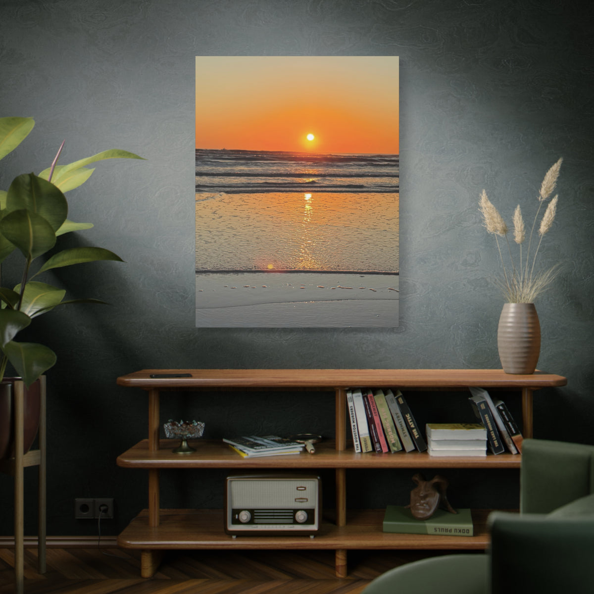 Sunset Beach Canvas Print, Ocean Decor, Wall Art, Home Decor, Coastal Artwork for Living Room