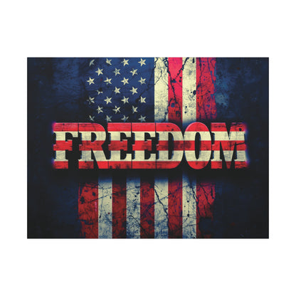 Freedom Canvas Wall Art - Patriotic Vintage American Flag - Gallery Wrapped - Red White Blue - 35 Sizes Available