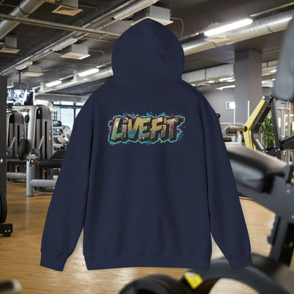 LIVE FIT Hoodie - Unisex Heavy Blend Sweatshirt - Fitness Gym Wear - Workout Apparel - S-5XL