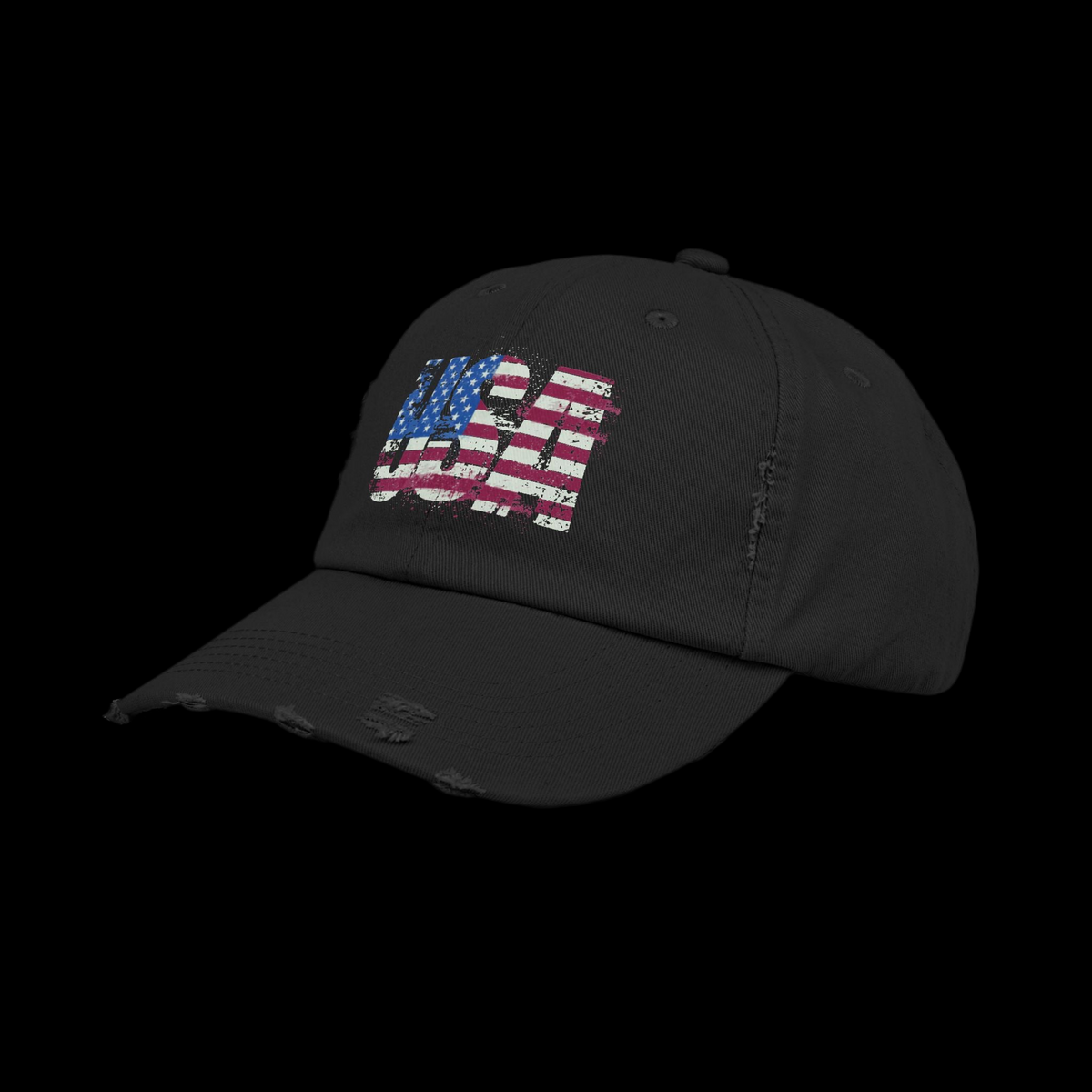 USA Distressed Flag Cap - Unisex Cotton Twill Hat - Patriotic Headwear