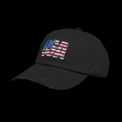 USA Distressed Flag Cap - Unisex Cotton Twill Hat - Patriotic Headwear