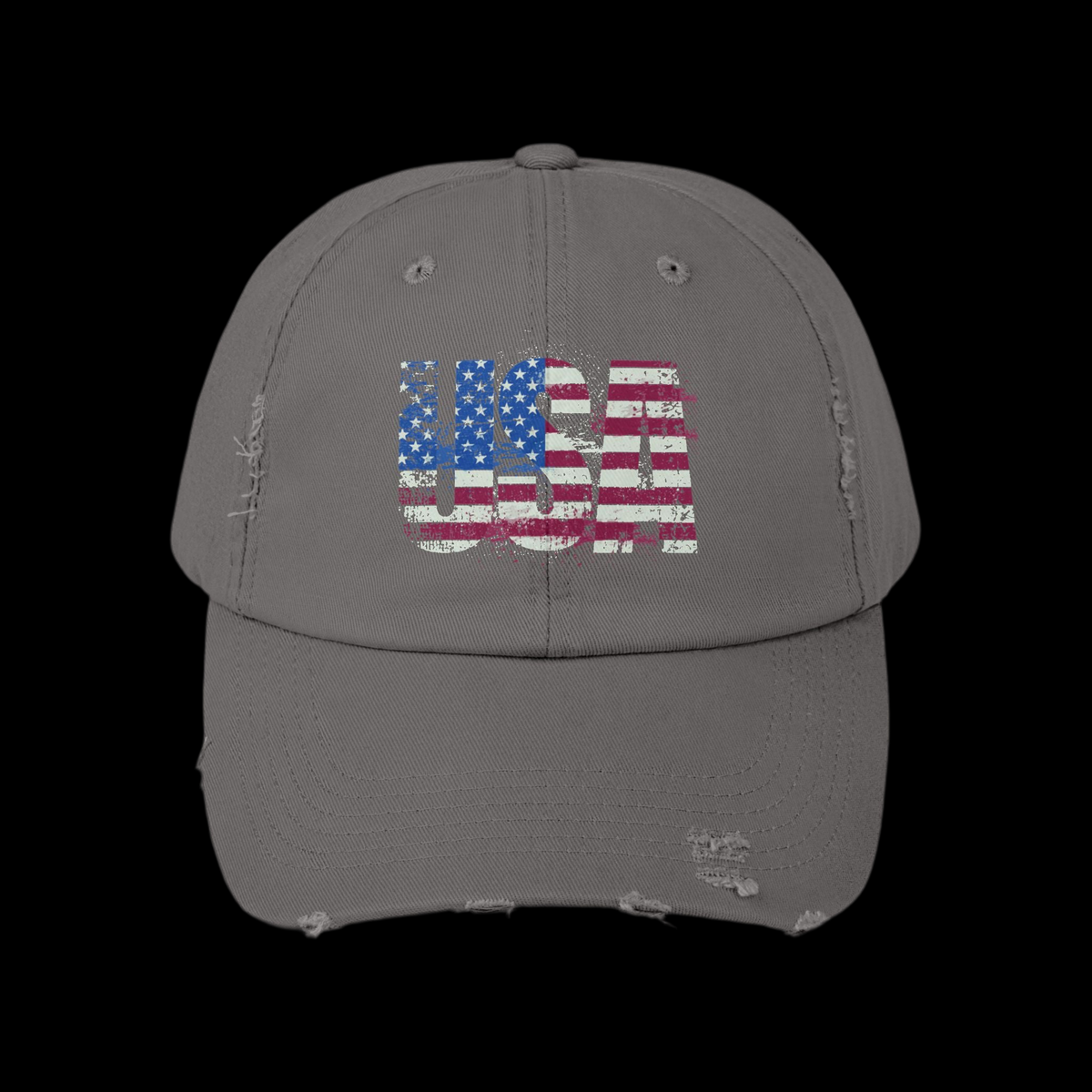 USA Distressed Flag Cap - Unisex Cotton Twill Hat - Patriotic Headwear
