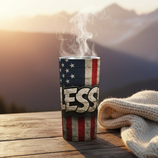 Blessed Tumbler - Red White & Blue American Flag Design - 20oz Patriotic Gift