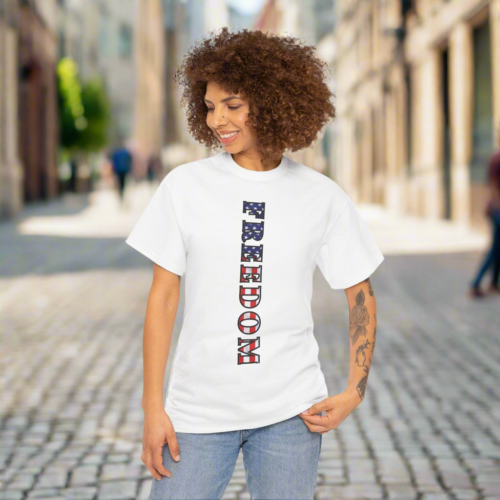 Freedom Patriotic T-Shirt - Red White Blue - American Flag Tee - Unisex S-5XL