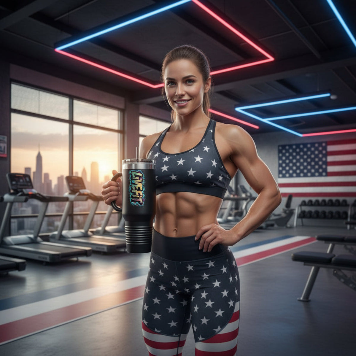 Insulated Travel Mug - Live Fit - 40oz Fitness Water Bottle - Gym Coffee Cup - Durable Travel Tumbler - Motivational Drinkware