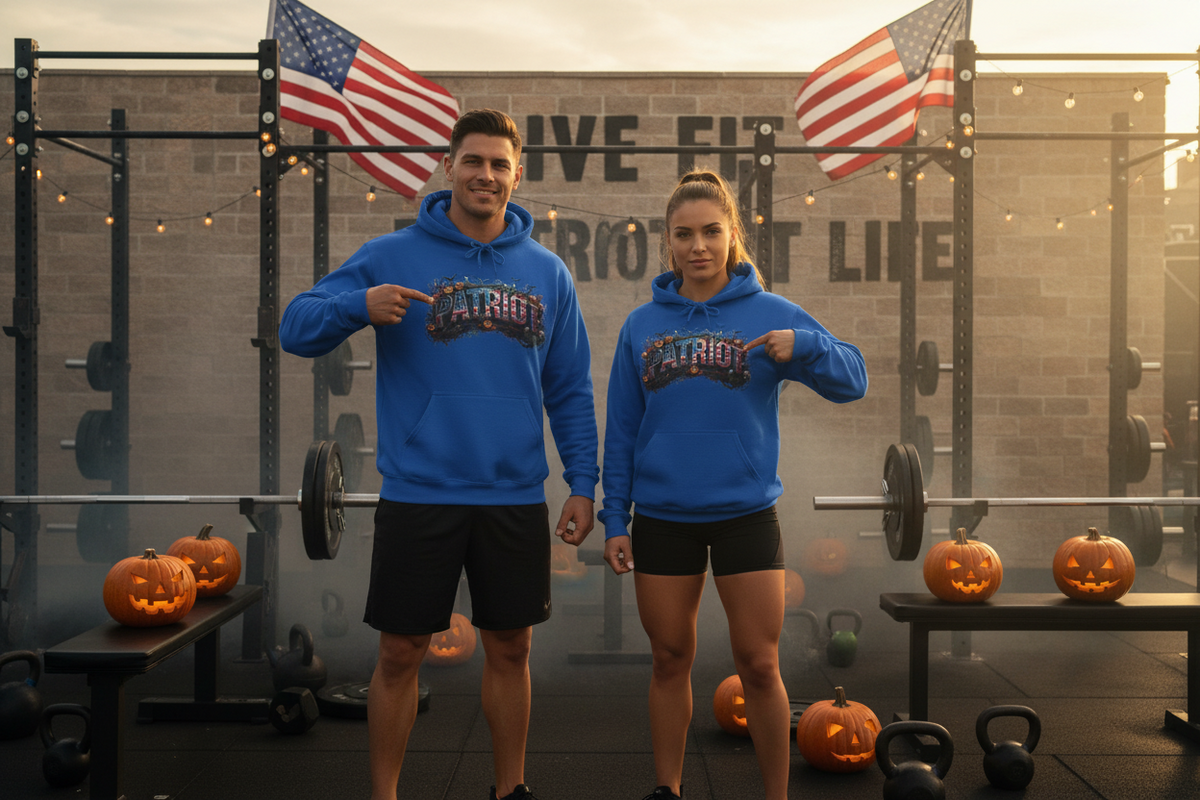 Patriot Fit Life Halloween Hoodie - Pumpkin Flag Americana Graphic | Unisex S-5XL