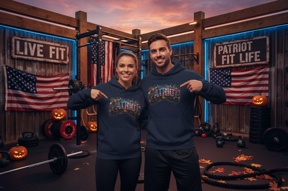 Patriot Fit Life Halloween Hoodie - Pumpkin Flag Americana Graphic | Unisex S-5XL