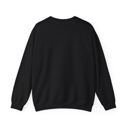 A plain black long-sleeve crewneck sweatshirt shown from the back, laid flat against a solid white background.