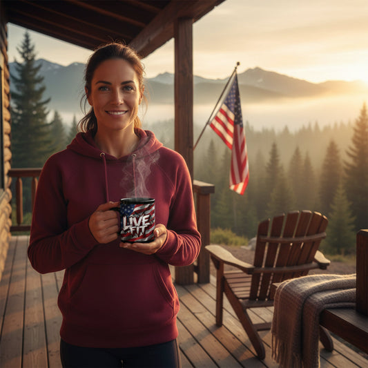 LIVE FIT Patriotic Mug - American Flag Design - 11oz/15oz